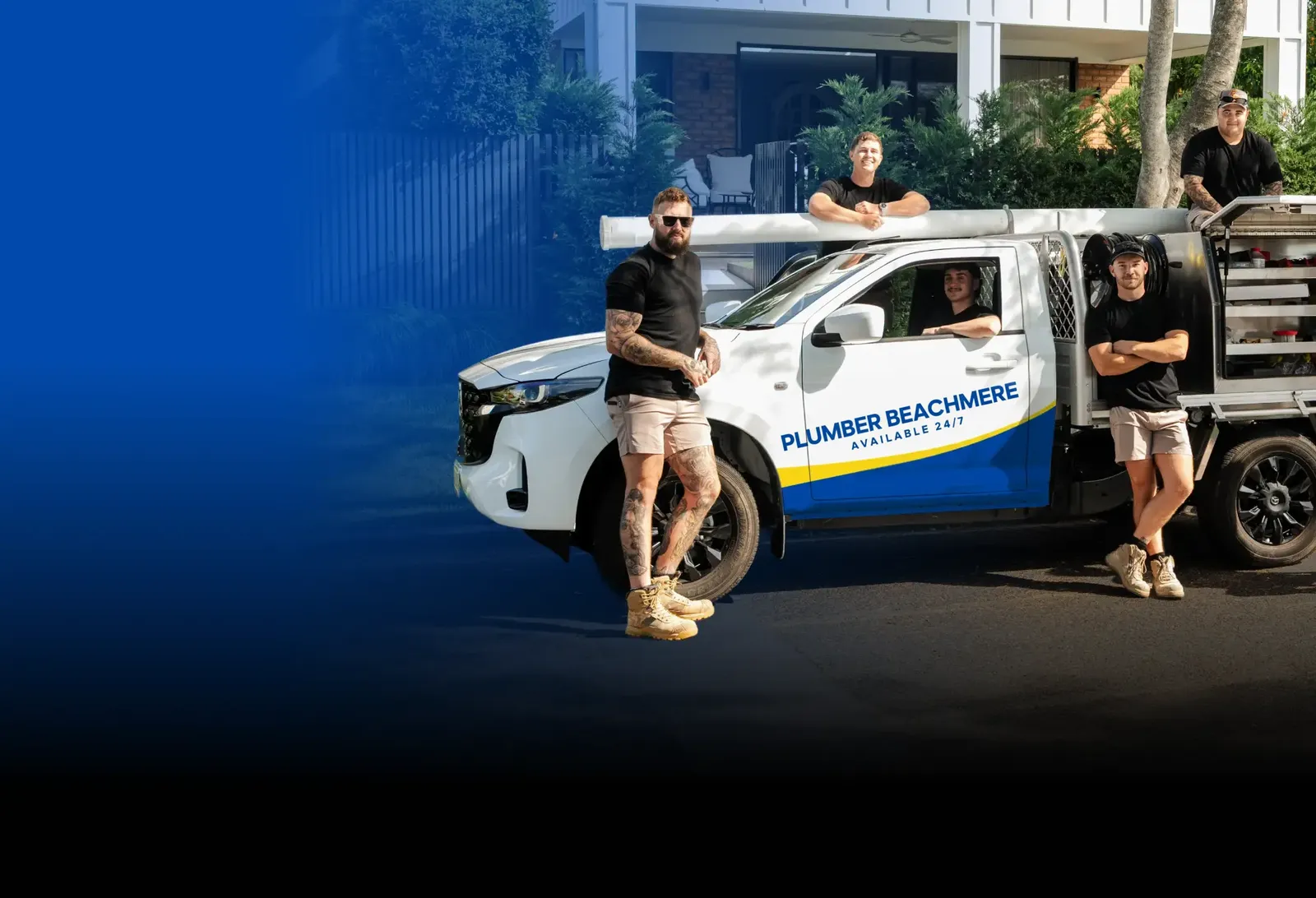 Plumber Beachmere team with the ute